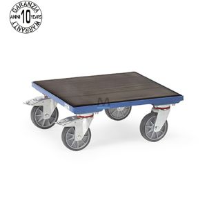 Carrellino da trasporto con pianale in legno rivestito in gomma dim. 500x500mm