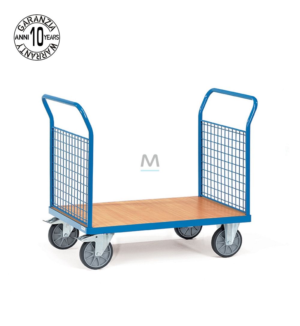 Carrello in acciaio multiuso 2 sponde grigliate (850x500mm)