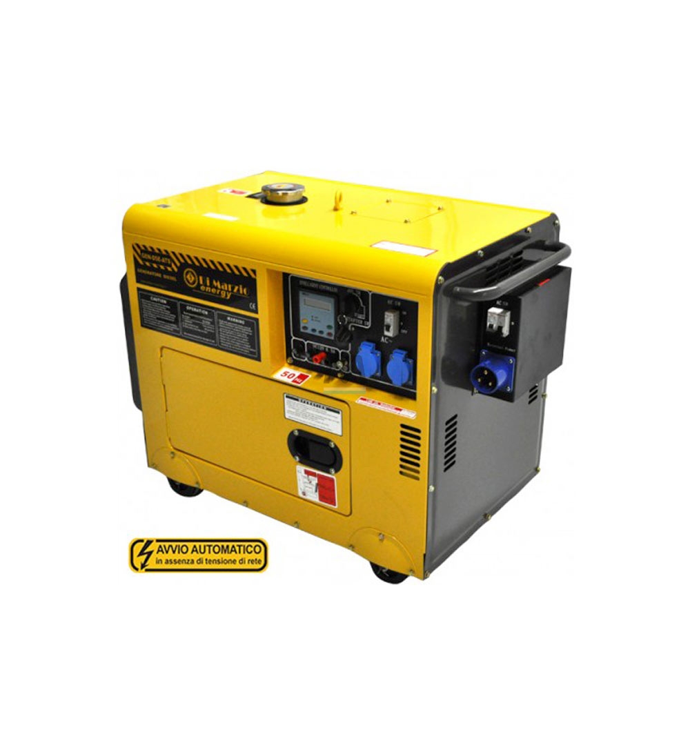 Generatore di corrente Diesel 4.5 KW - Gruppo elettrogeno silenziato - Avviamento elettrico Automatico ATS
